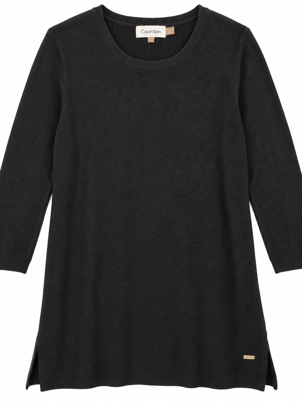 Calvin Klein Black Cotton Viscose Tunic Sweater XL